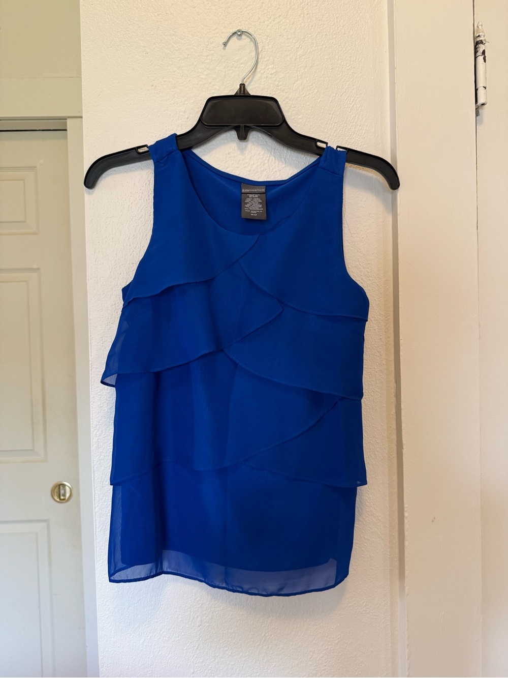 Women's Blue Tiered Chiffon Sleeveless Top